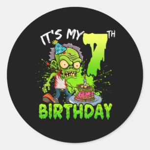 Es ist mein 7. Geburtstag Zombie Lover 7-jährige J Runder Aufkleber