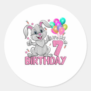 Es ist mein 7. Geburtstagskrabbit 7. Geburtstag 7  Runder Aufkleber