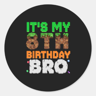 Es ist mein 8. Geburtstag Bro Pixel Game 8 Jahre a Runder Aufkleber
