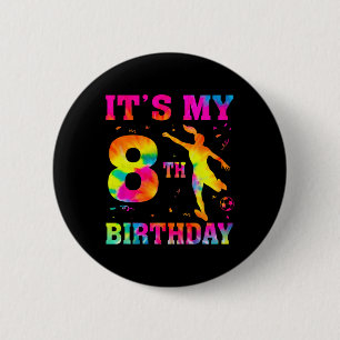 Es ist mein 8. Geburtstag Fußball 8 Jahre alte Par Button