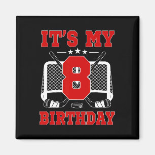 Es ist mein 8. Geburtstag Mädchen Eishockey Thema Magnet