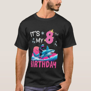 Es ist mein 8. Geburtstag Ninja-Katze reitet Hai 8 T-Shirt
