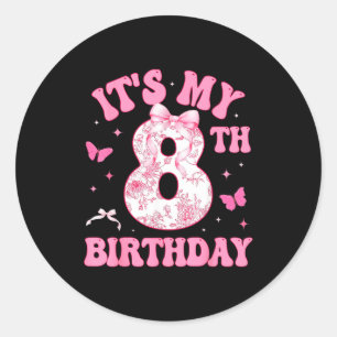 Es ist mein 8. Geburtstag Nk Coquette Bow 8 Jahre  Runder Aufkleber