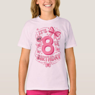 Es ist mein 8. Geburtstag Prinzessin Rosa Schleife T-Shirt