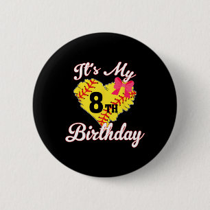 Es ist mein 8. Geburtstag weiches Mädchen 8 Jahre Button