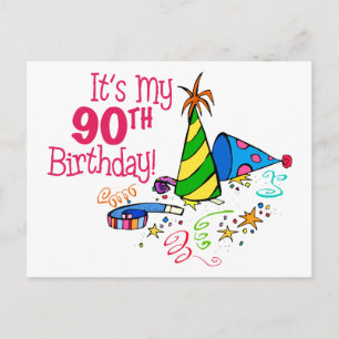 Es ist mein 90. Geburtstag (Party Hats) Postkarte