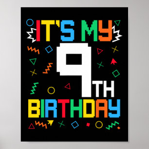 Es ist mein 9. Geburtstag Gamer Kids Videospiel Ge Poster