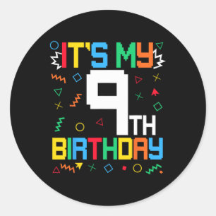 Es ist mein 9. Geburtstag Gamer Kids Videospiel Ge Runder Aufkleber