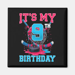 Es ist mein 9. Geburtstag Hockey 9 Jahre alter Eis Magnet