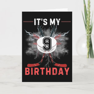 Es ist mein 9. Geburtstag Hockey-Junge Lustiger Ho Karte