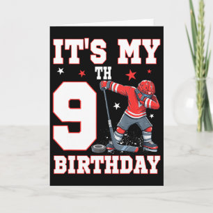 Es ist mein 9. Geburtstag Junge Eishockey Dabbing Karte
