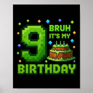 Es ist mein 9. Geburtstag Junge Gamer Pixel 9 Jahr Poster