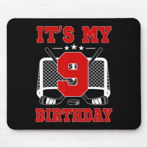 Es ist mein 9. Geburtstag Mädchen Eishockey Thema Mousepad