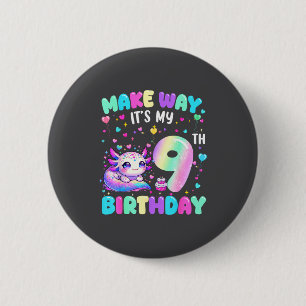 Es ist mein 9. Geburtstag Mädchen Süßer Axolotl 9 Button