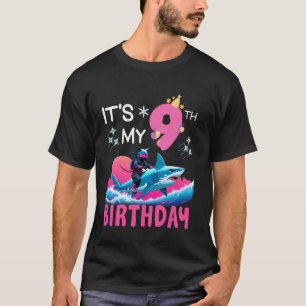 Es ist mein 9. Geburtstag Ninja-Katze reitet Hai 9 T-Shirt