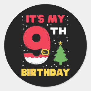 Es ist mein 9. Geburtstag Weihnachten 9 Jahre alte Runder Aufkleber