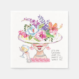 Es ist mein Garten und ich werde mit Weißwein Part Serviette