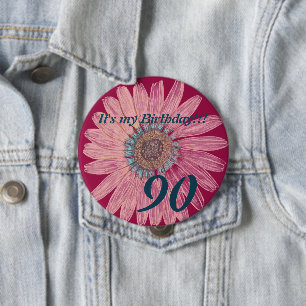 Es ist mein Geburtstag!! Blumen-90. Geburtstag Button