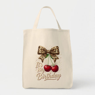 Es ist mein Geburtstag Cute Cherry Leopard Coquett Tragetasche