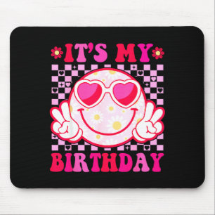 Es ist mein Geburtstag Groovy Smiley Gesicht Fraue Mousepad