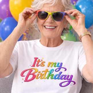 Es ist mein Geburtstag mehrfarbiges Regenbogen-T-S T-Shirt