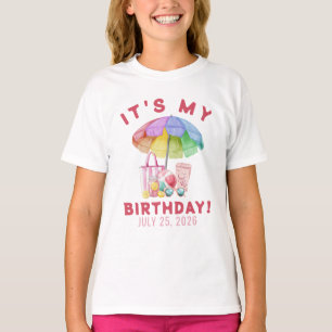 Es ist mein Geburtstag Pink Watercolor Pool Party  T-Shirt