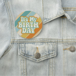 Es ist mein Geburtstag - Retro Stripe Sonnenunterg Namensschild