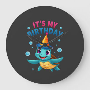 Es ist mein Geburtstag Süße Meeresschildkröte Ozea Große Wanduhr