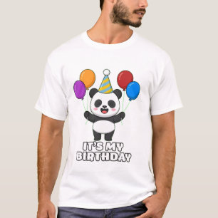 Es ist mein Geburtstag Süßer Panda-Ballon-Kunst T-Shirt