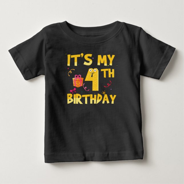 Es ist mein vierter Geburtstag Baby T-shirt (Vorderseite)