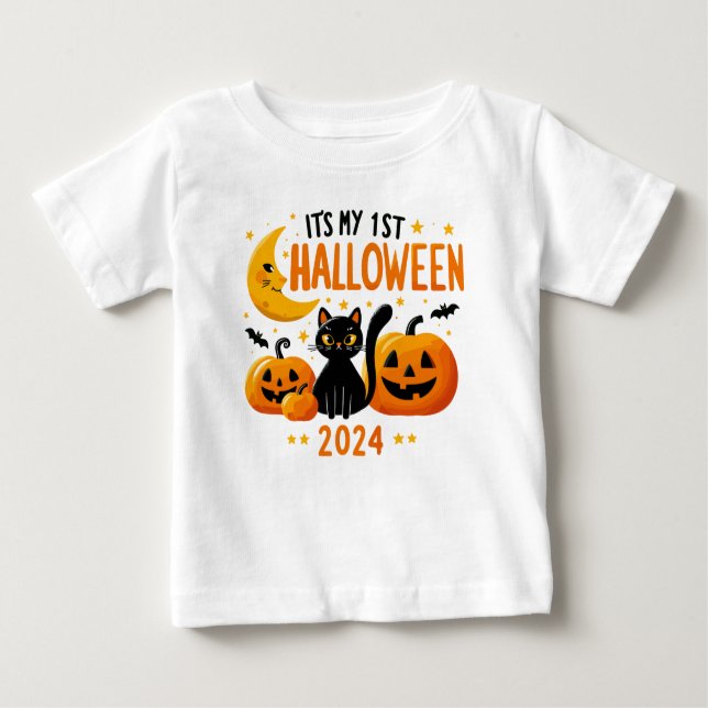 Es ist meine 1. Halloween Kürbis Black Cat Baby T-shirt (Vorderseite)