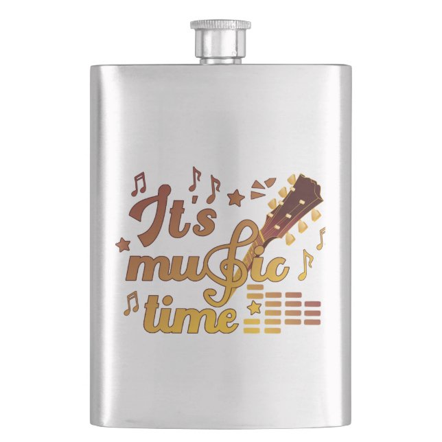 Es ist Musik-Zeit, Gold Gitarre Musical Flachmann (Vorderseite)