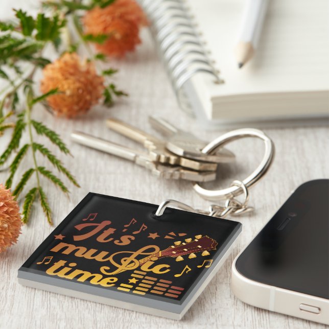 Es ist Musik-Zeit, Gold Gitarre Musical Schlüsselanhänger (Vorderseite rechts)