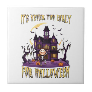 Es ist nie zu früh Halloween Spukhaus Skelett Fliese