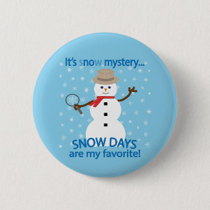 Es ist NOw Mystery Detective Snowman Blue Button