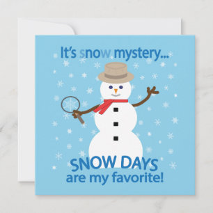 Es ist NOw Mystery Detective Snowman Blue Einladung