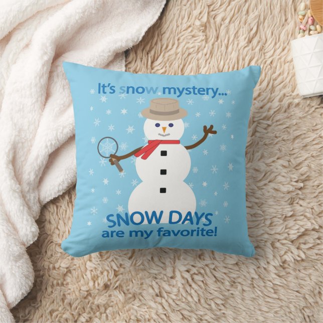 Es ist NOw Mystery Detective Snowman Blue Kissen (Decke)