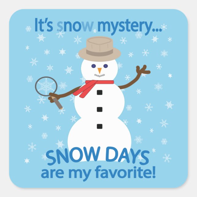 Es ist NOw Mystery Detective Snowman Blue Quadratischer Aufkleber (Vorderseite)