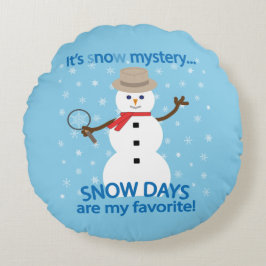 Es ist NOw Mystery Detective Snowman Blue Rundes Kissen
