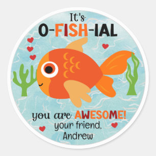Es ist O-FISH-IAL Fisch Valentinstag Aufkleber