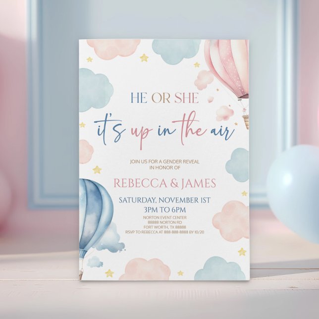 Es ist oben in der Air Hot-Air-Ballon-Gender-Beric Einladung (Von Creator hochgeladen)