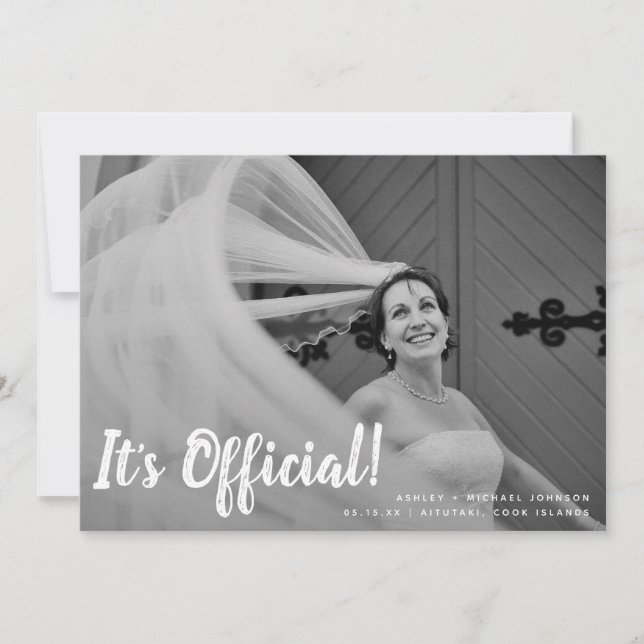 Es ist Offiziell 2 Foto Hochzeit Ankündigung (Vorderseite)