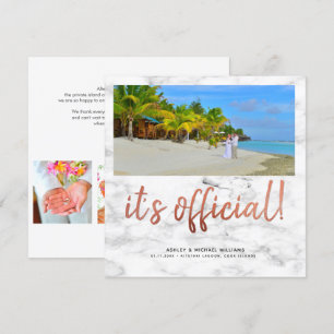 Es ist offiziell Kupfer 4 Foto Quadrat Marmor Hoch Einladung