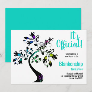 Es ist offiziell Wir erwarten blühenden Baum Teal  Ankündigung