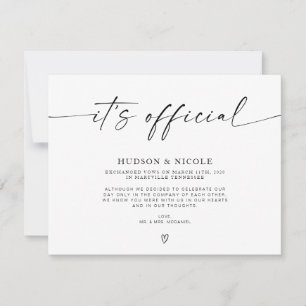 Es ist Offizielle Elopement-Hochzeit-Ankündigung Ankündigung