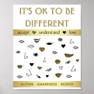Es ist OK, anders zu sein, Autismus Awareness Gold Poster