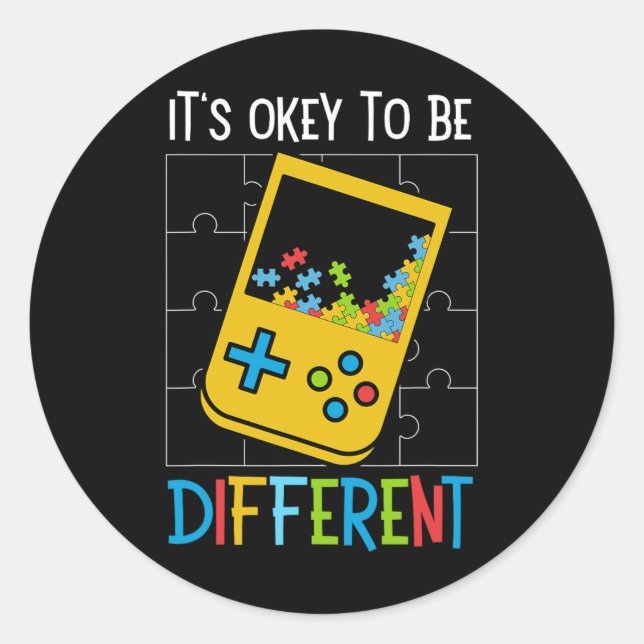 Es ist OK, ein anderer Videospielcontroller Auti z Runder Aufkleber (Vorderseite)