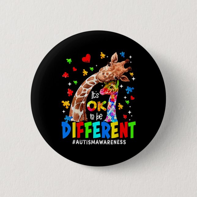 Es ist OK, eine andere Giraffe Autismus Bewusstsei Button (Vorderseite)