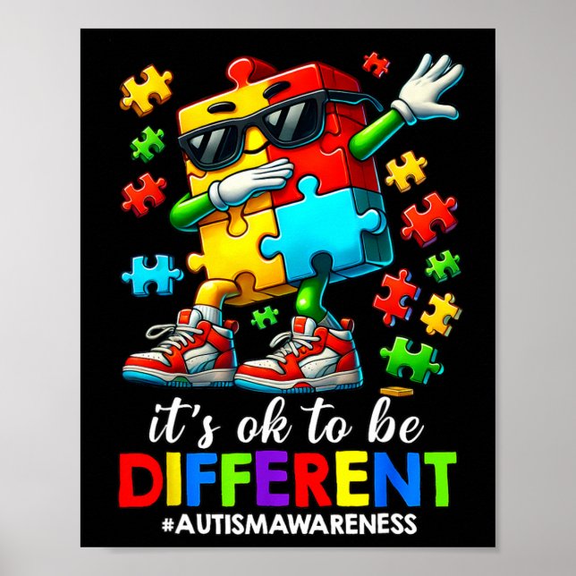Es ist okay, anders zu sein Dabbing Puzzle Autism  Poster (Vorne)
