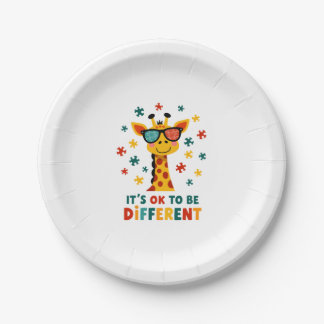 Es ist okay, anders zu sein Giraffe Autism Awarene Pappteller